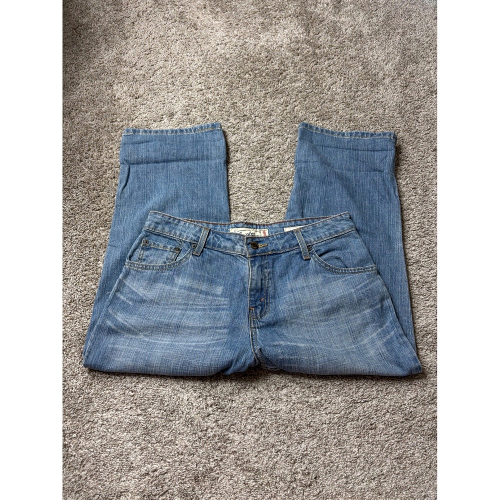 Levi Strauss Signature Mid Rise Cropped Jeans Medium Wash Misses 12 Straight Leg